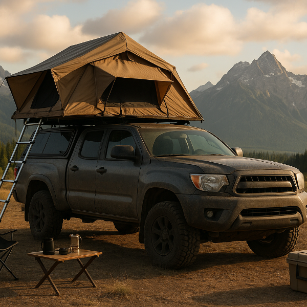 a rooftop tent on a truck