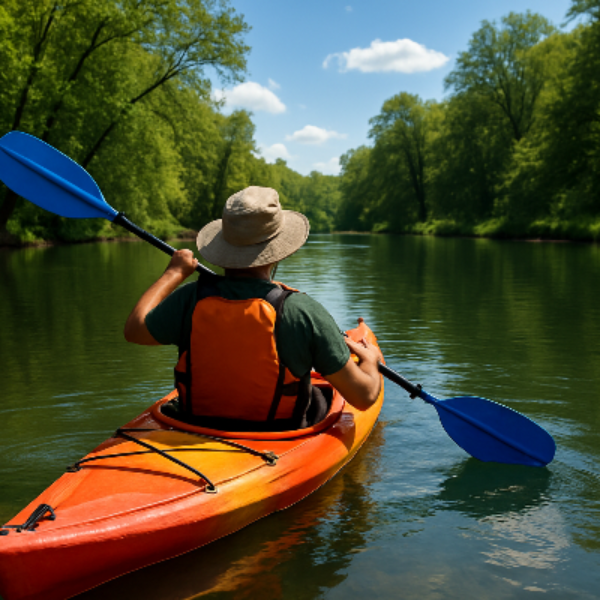 kayak with person on river