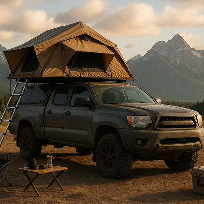 a rooftop tent on a truck