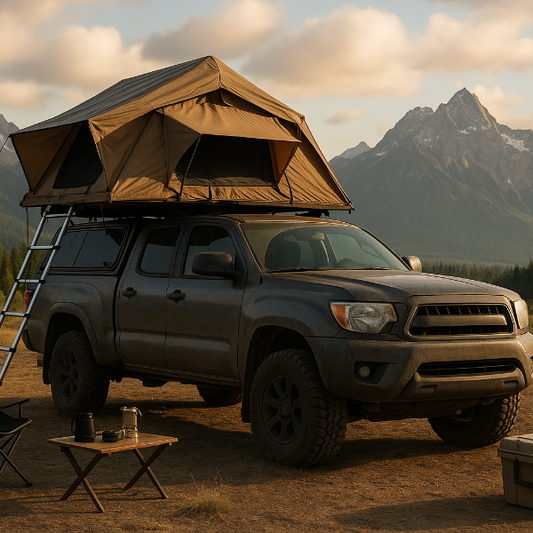 a rooftop tent on a truck